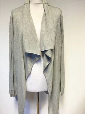 Light Gray Open-Front Draped Women's Cardigan